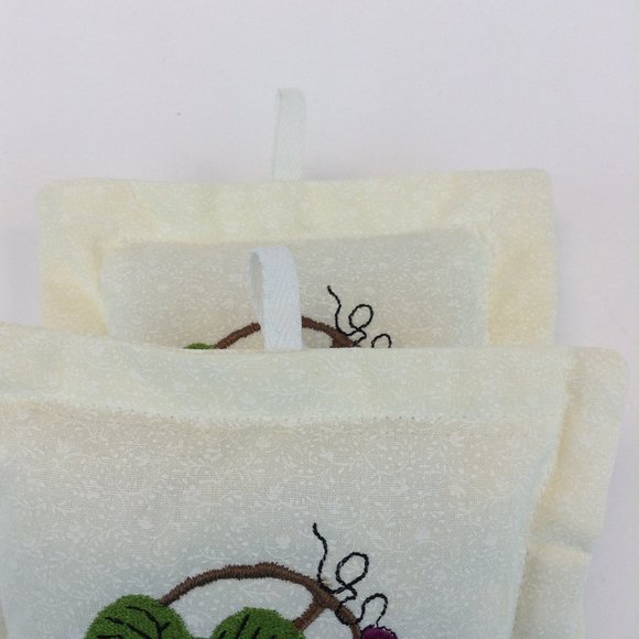 Handmade Embroidered Lavender Filled Sachet Linen Drawer Pillow Grape Vine - Picture 7 of 9